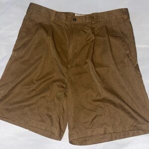 Men's Brown Flat Front Shorts